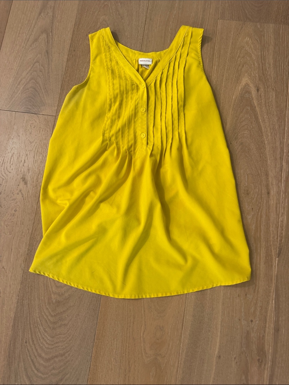 Merona Yellow Sleeveless Pintuck Top